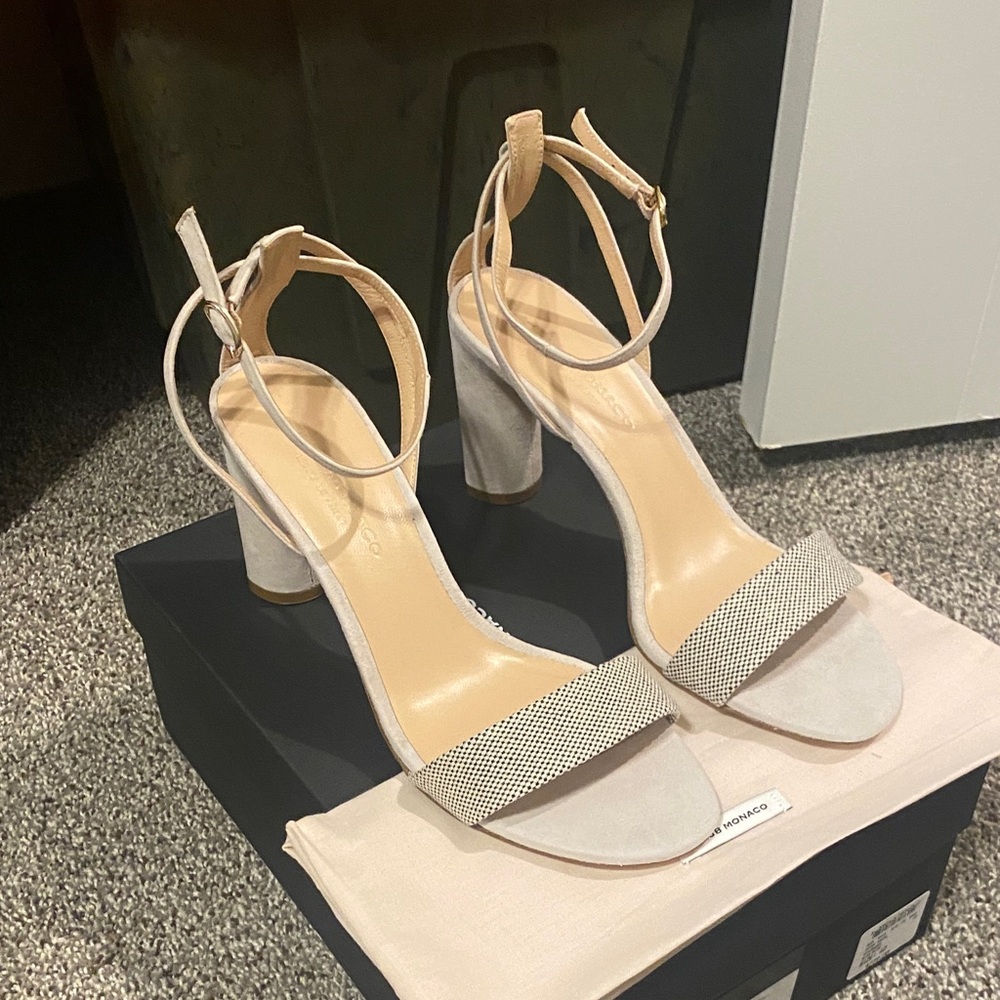 Club Monaco Cream Ankle Strap Heels